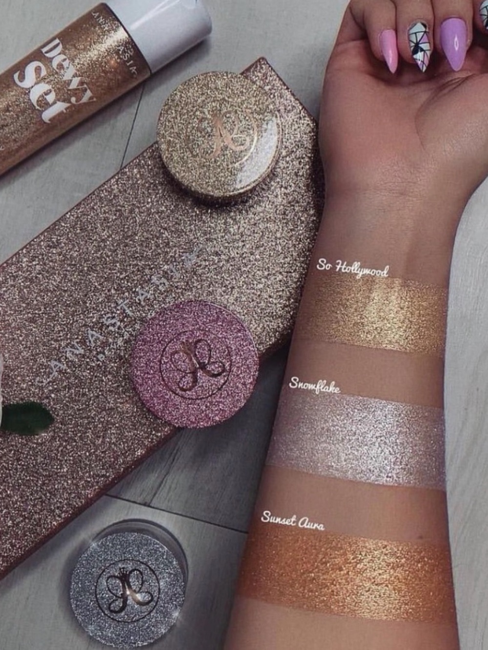 New Anastasia Beverly Hills Stacked Loose Metallic Powder Highlighter Set - Picture 7 of 9